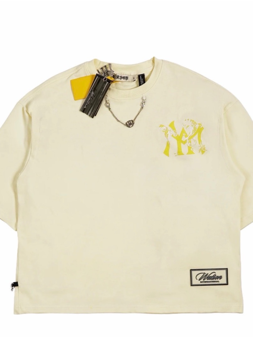 ⛓️🌼⛓️ Watson Cream Embellished Logo Boxy Tee